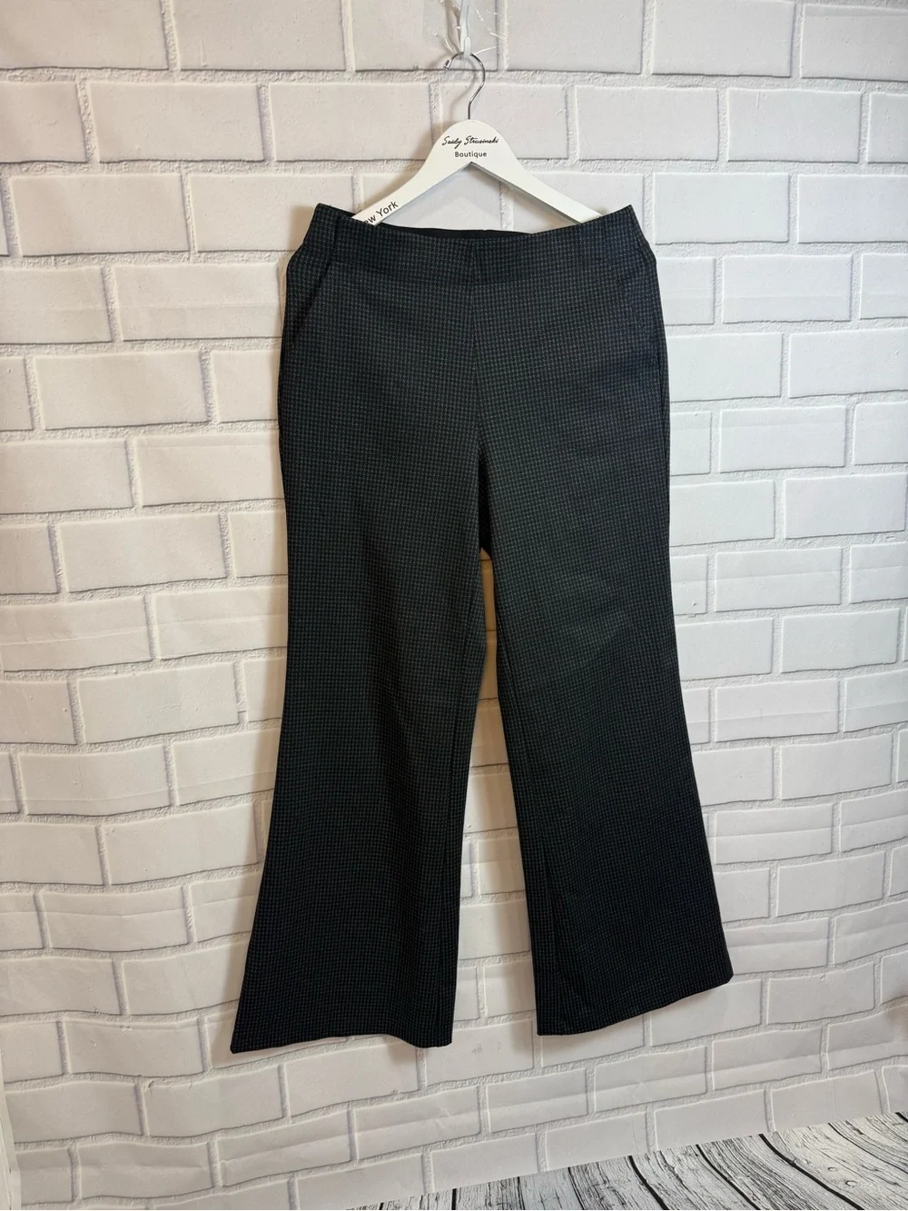 Max Studio London Bootcut Pants Gray Black Stretch Career Dress Pants Size L NWT